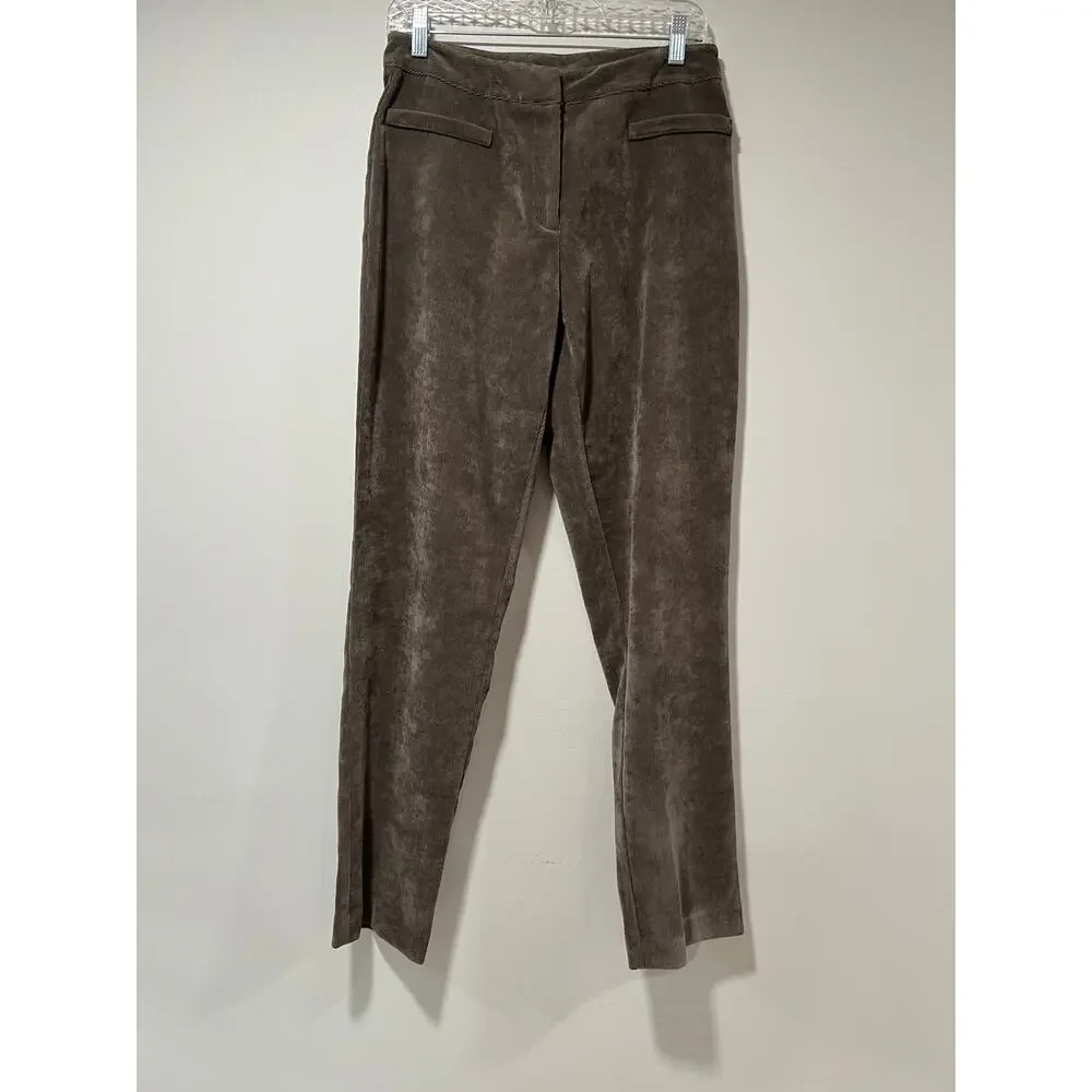 Robert Kitchen Velour Mini Corduroy Pants w Stretch Straight Fit Size 6 JL