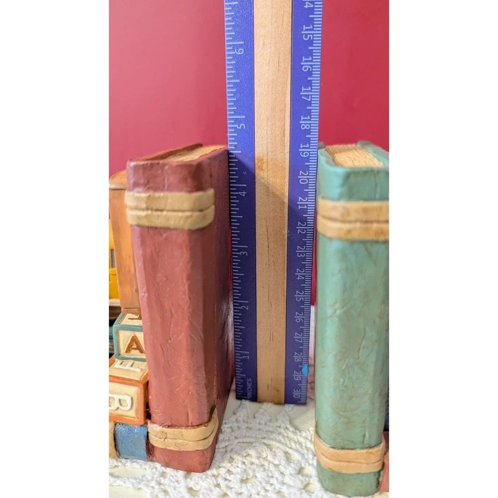 Teacher ABC School House Themed Collectable Heavy Book Ends Vintage