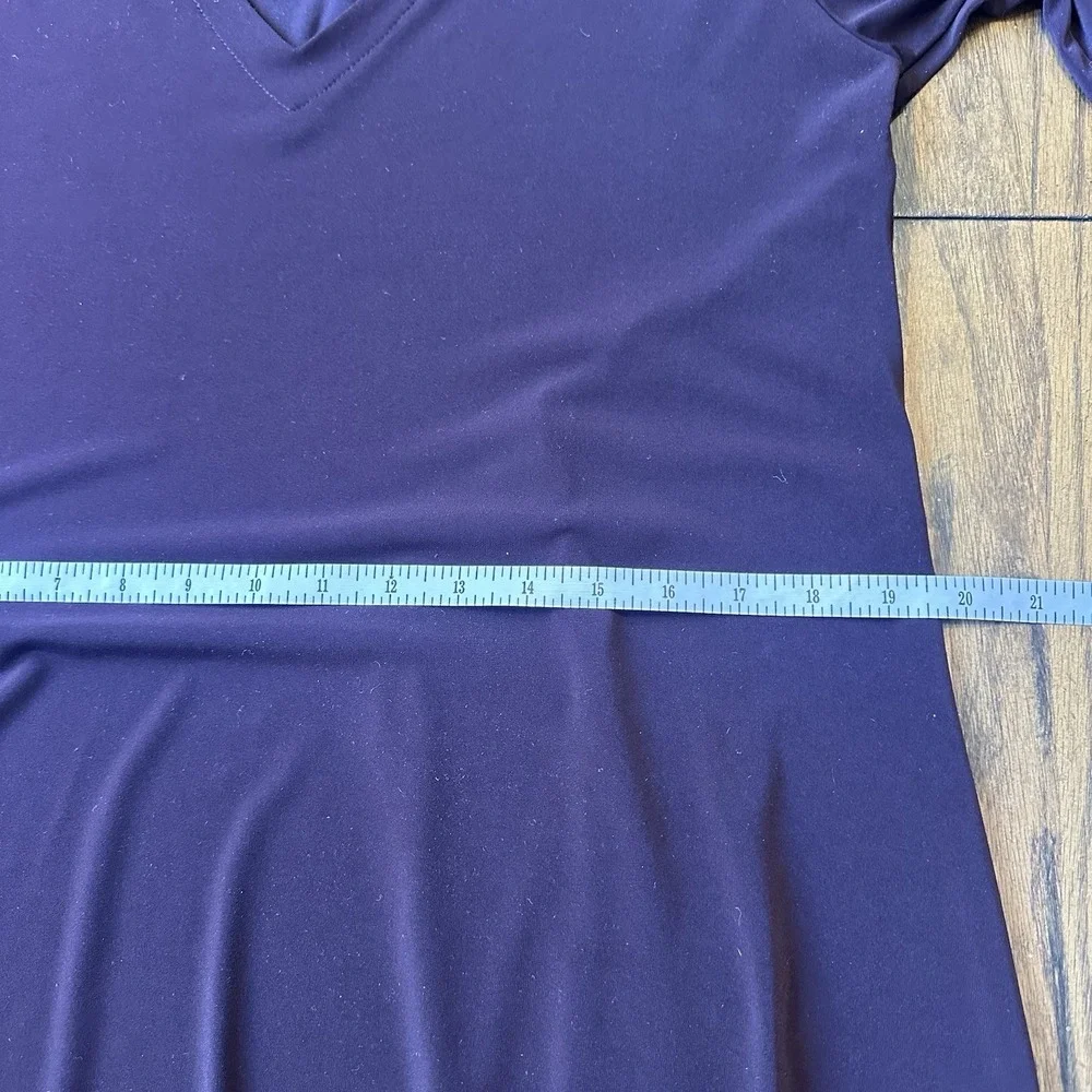 Sympli Womens Brown Purple Kaftan Maxi Drama Dress V Neck 3/4 Sleeve Size 10