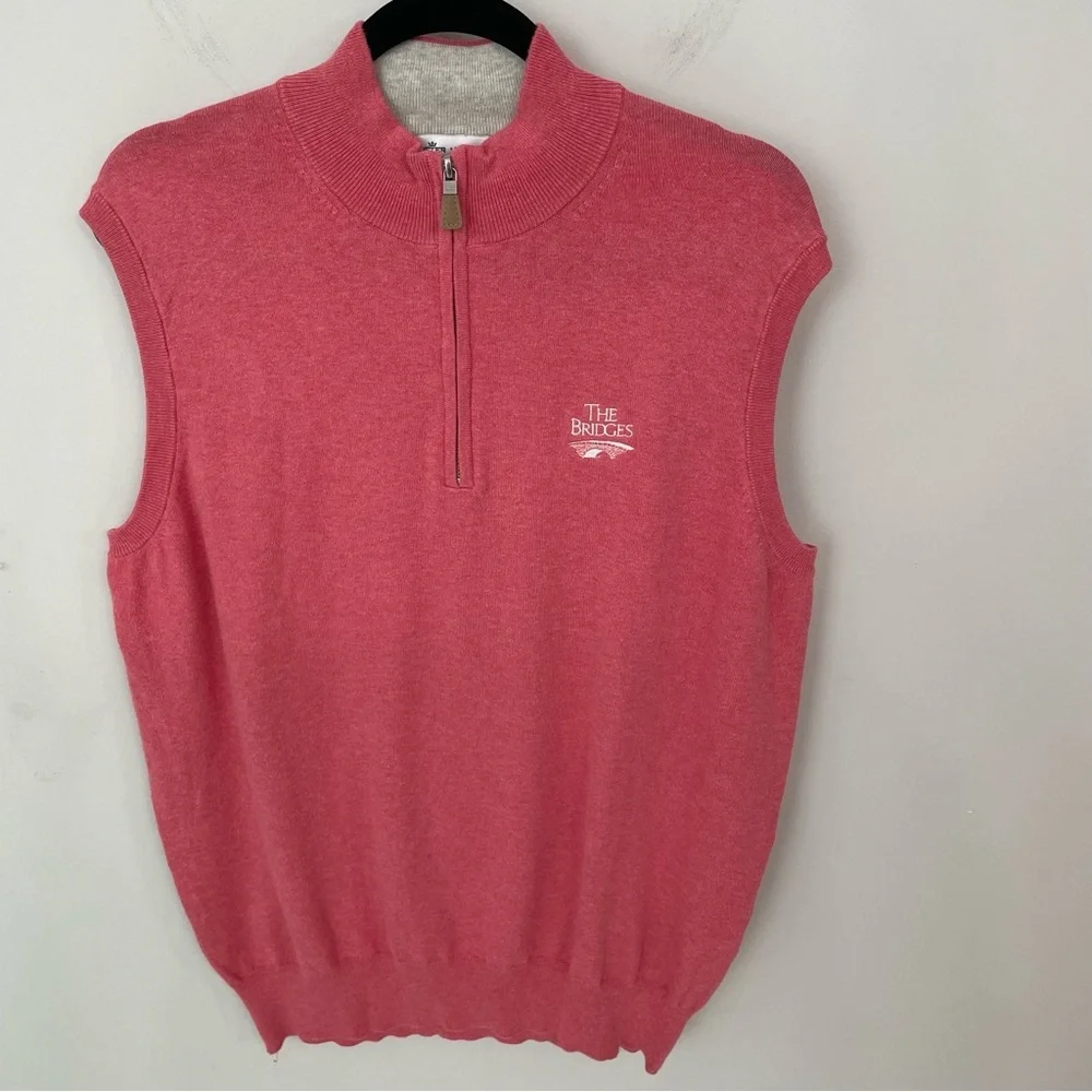 Peter Millar Crown Soft Cashmere Silk Pima Cotton 1/4 Zip Sweater Vest Golf B