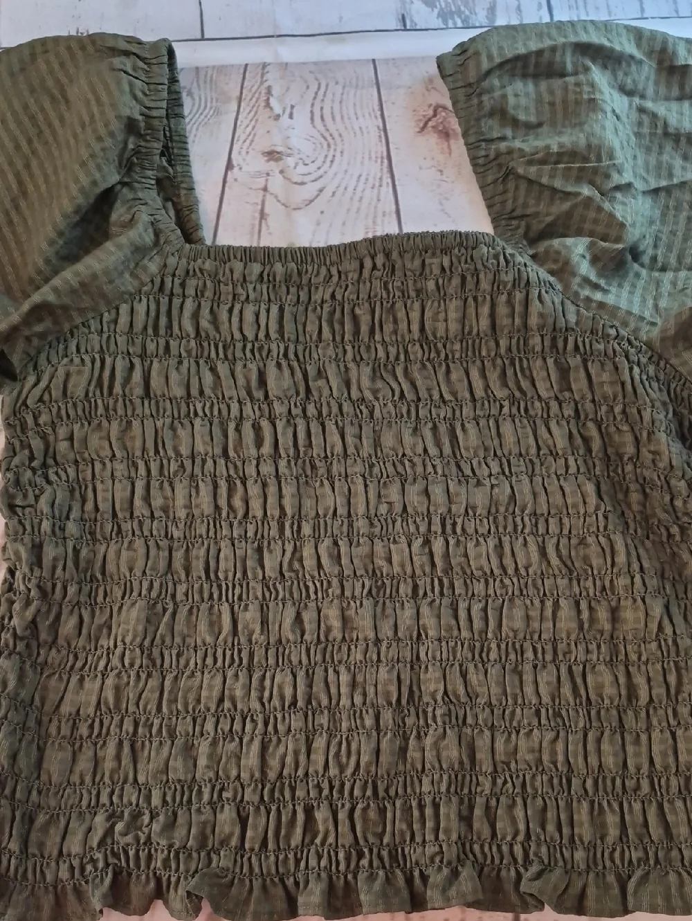 Old Navy Puff Sleeve Top Olive Green Size XL