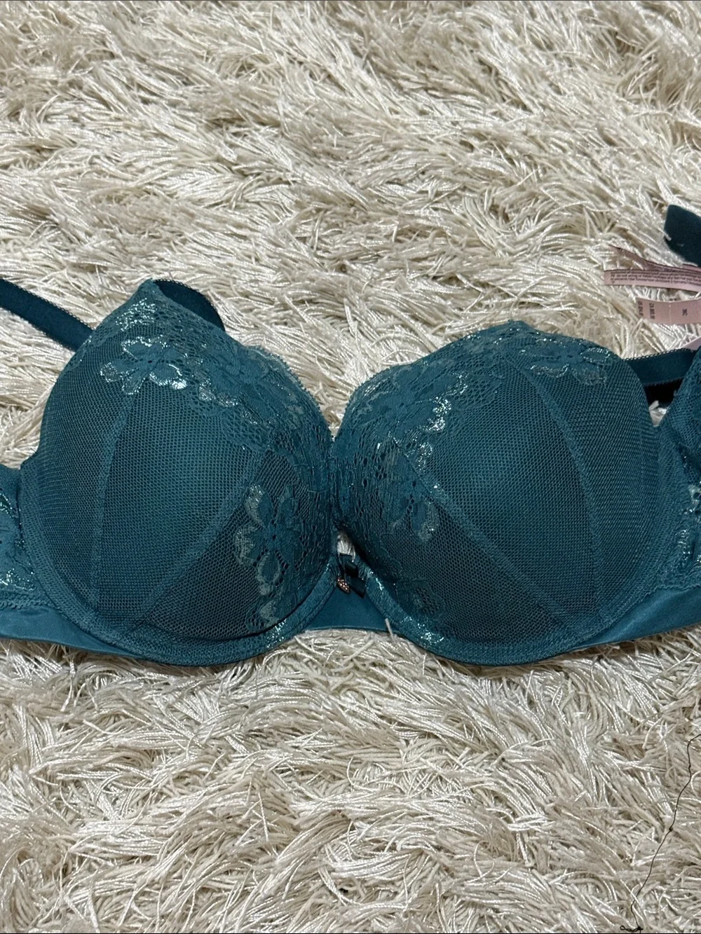 Victorias Secret Push Up Teal Lace Underwire Bra - Women Intimates 36C NWT