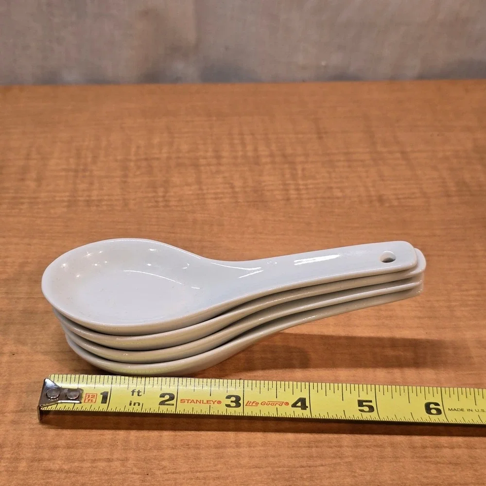4 Saki Spoons Pier 1 China White Serving Spoon Liquid Display‎