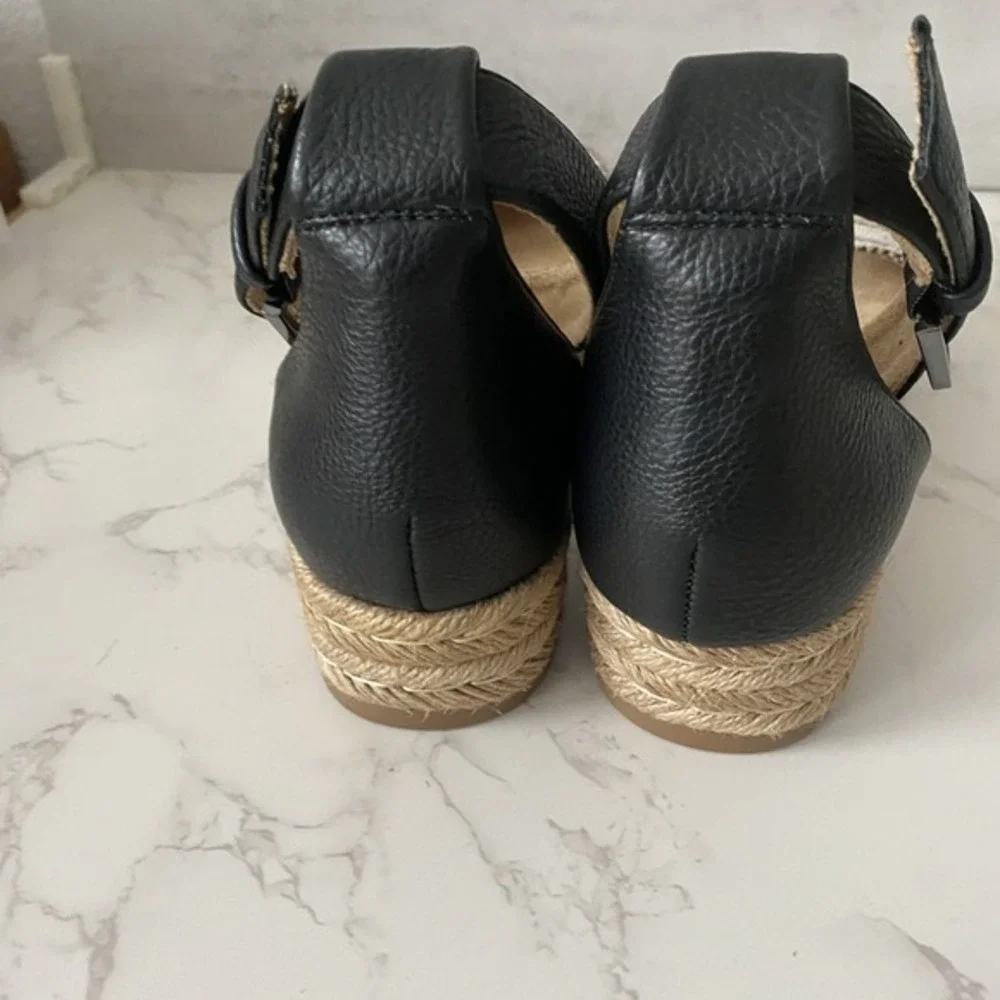 Naturalizer Espradrilles‎ Sandals Sz 8.5M Leather Fabric Flat Summer Coastal