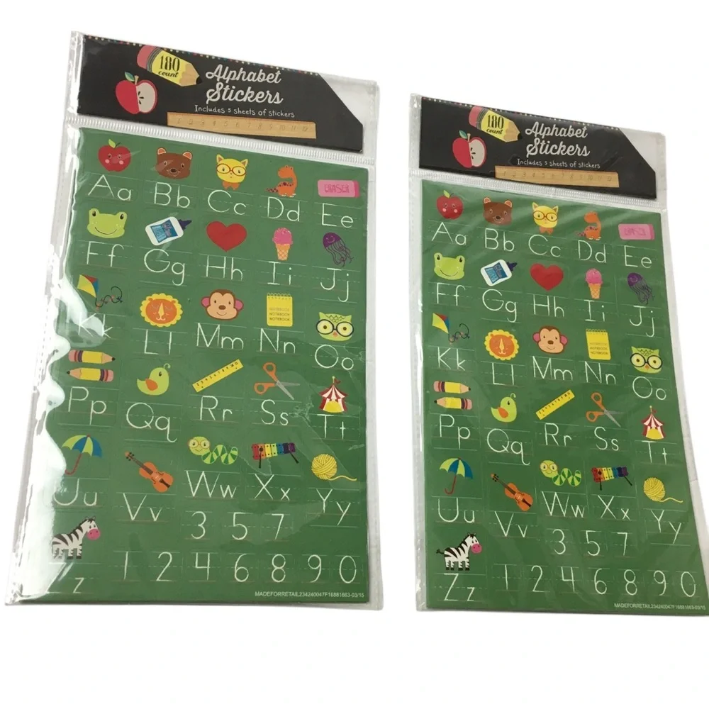 Alphabet Number Stickers 10 Sheets 360 Total Chalkboard Classroom Homeschool NEW