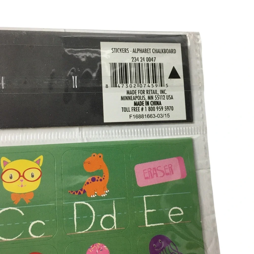 Alphabet Number Stickers 10 Sheets 360 Total Chalkboard Classroom Homeschool NEW