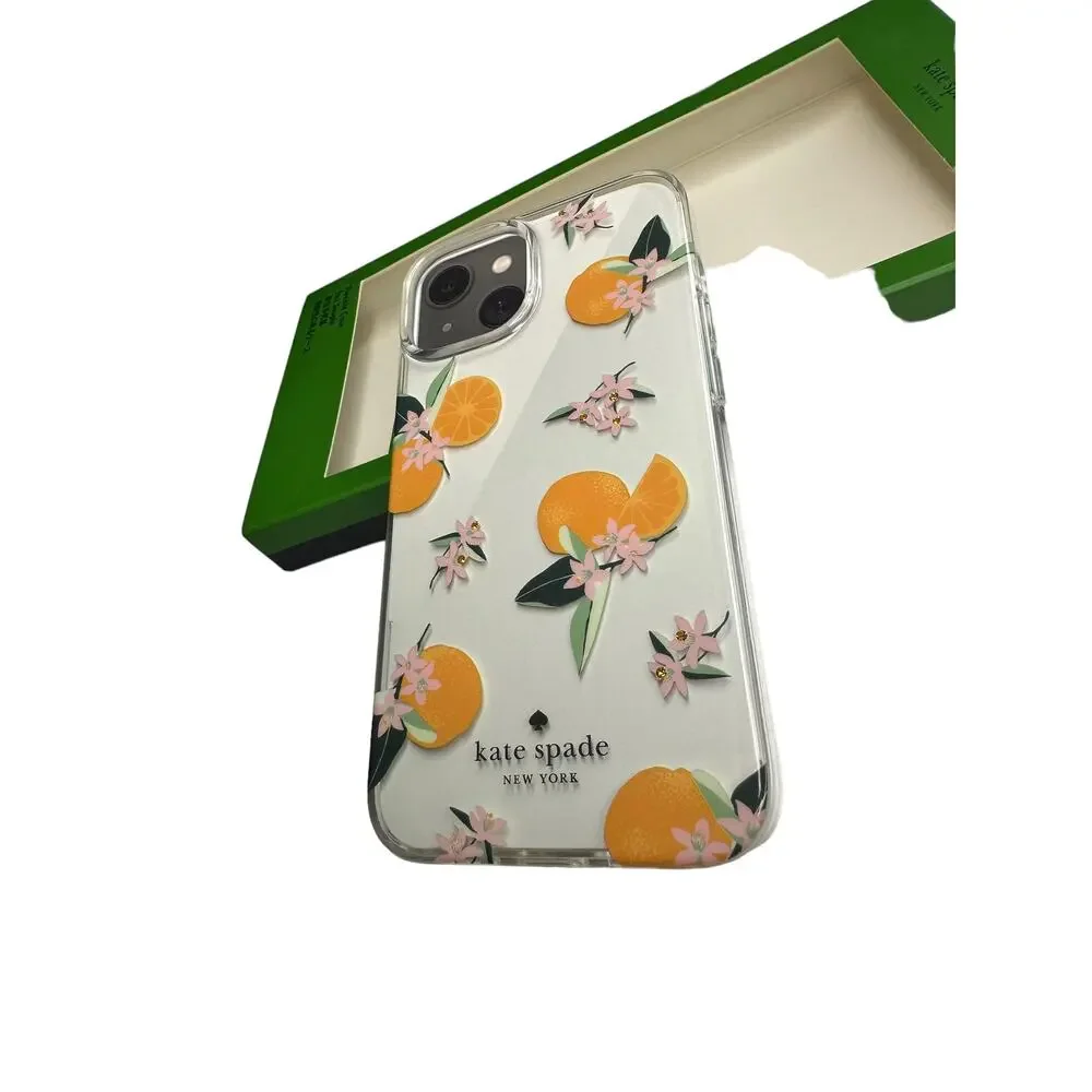 Kate Spade Orange Toss iPhone 14 PRO Jeweled Clear Case