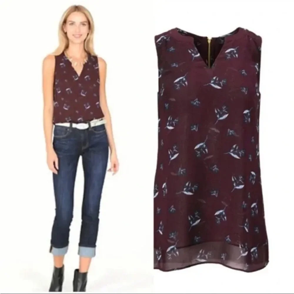 Cabi Burgundy Floral Tank Size Medium Excellent Condition