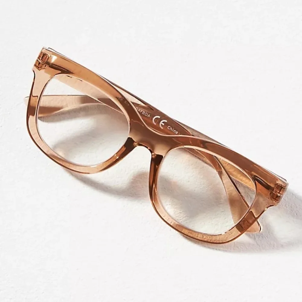 NEW from Anthropologie Taupe Blue Light Filtering Glasses +2.00‎