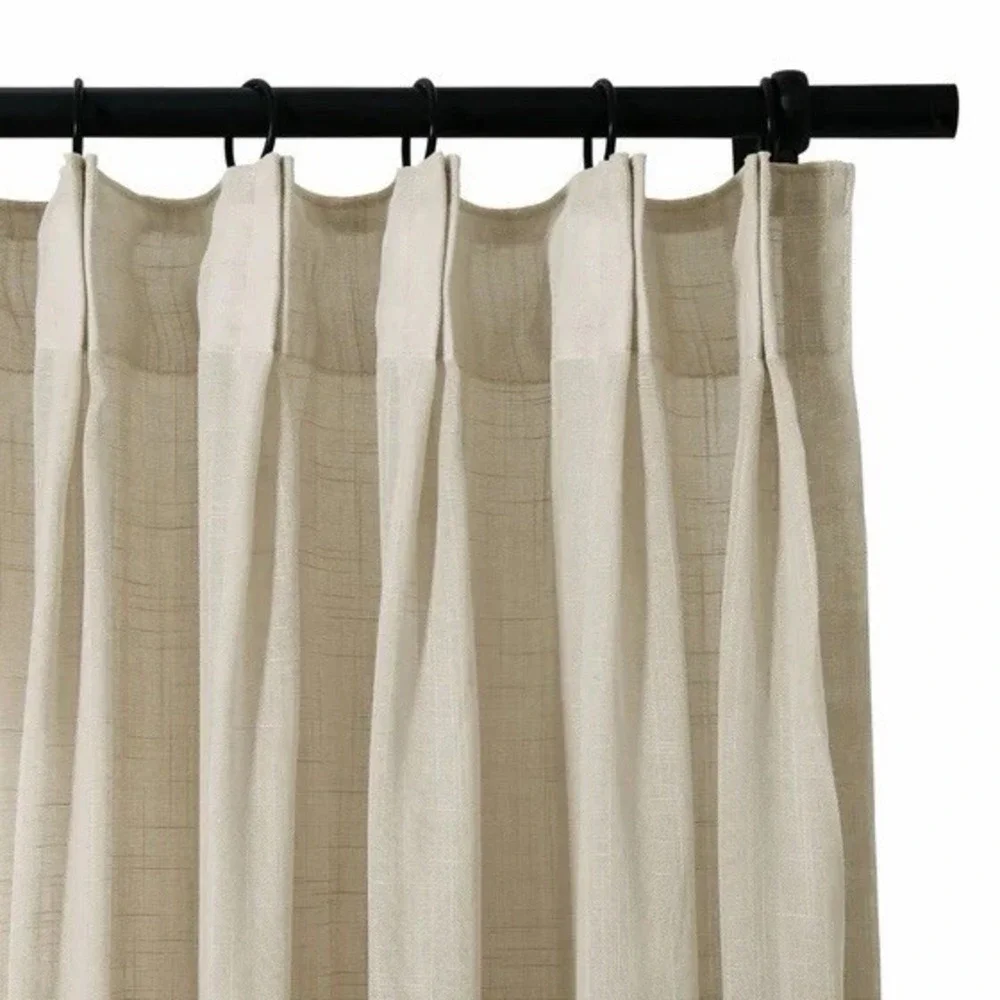 TwoPages Flynn Airy Light Linen Sheer Curtain Pleated Light Brown (1) 52