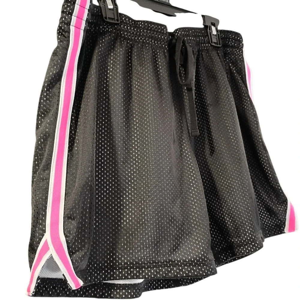 Danskin Youth Basketball Soccer Shorts Breathable Mesh Black Pink Sz Large 12/14