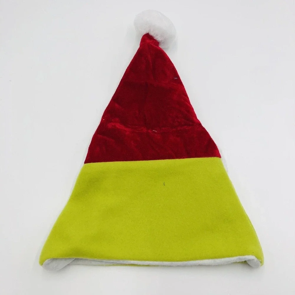 Dr Seuss The Grinch Santa Hat Green Red Christmas Holiday Costume One Size NEW‎