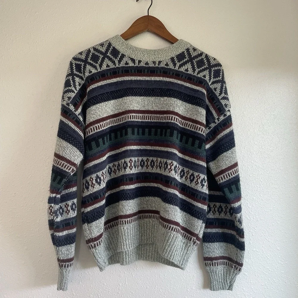 Vintage The Mens Store‎ Sears Sweater Sz M Geometric Grandpacore Retro Aztec