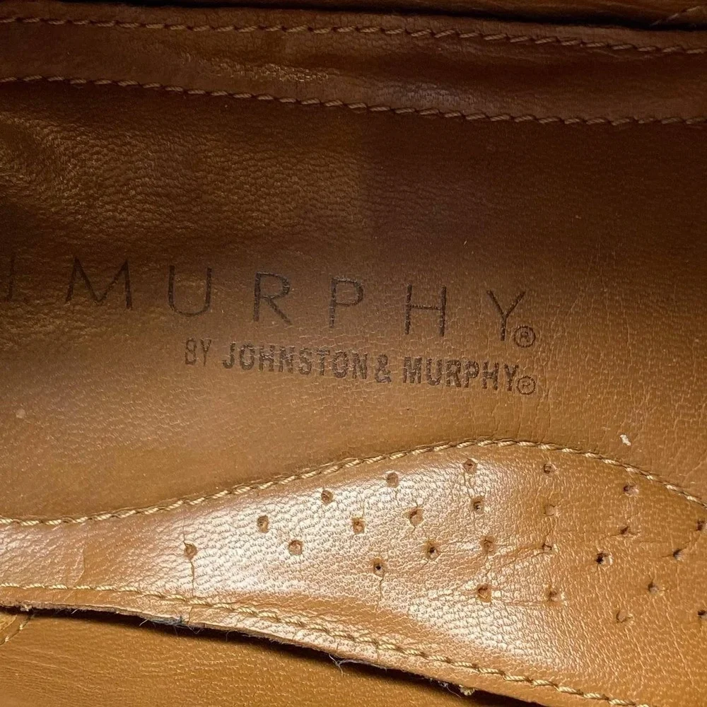 Johnston & Murphy Tyson Plain Toe Shoes Mens 10.5 Black Leather Dress Lace Up