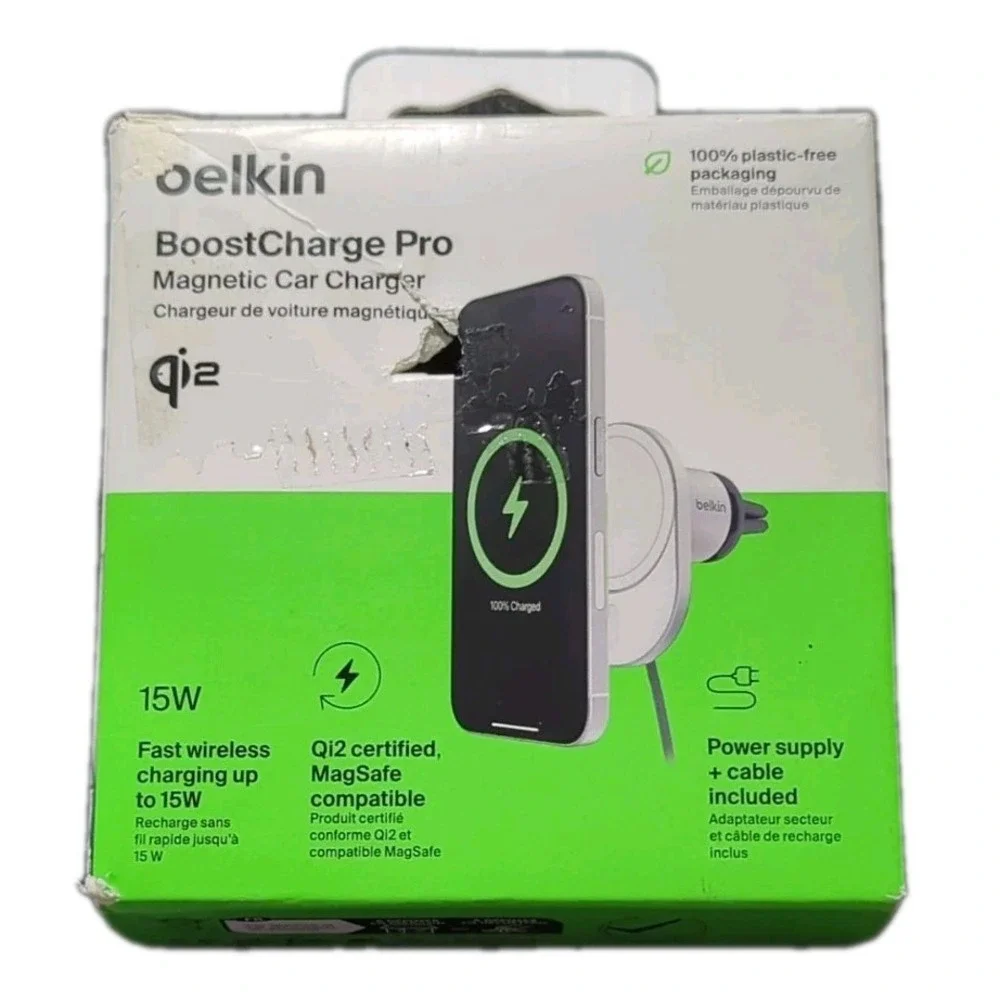 Cc8O Belkin BoostCharge Pro Magnetic Air Vent‎ Wireless Qi2 15W Car Charger
