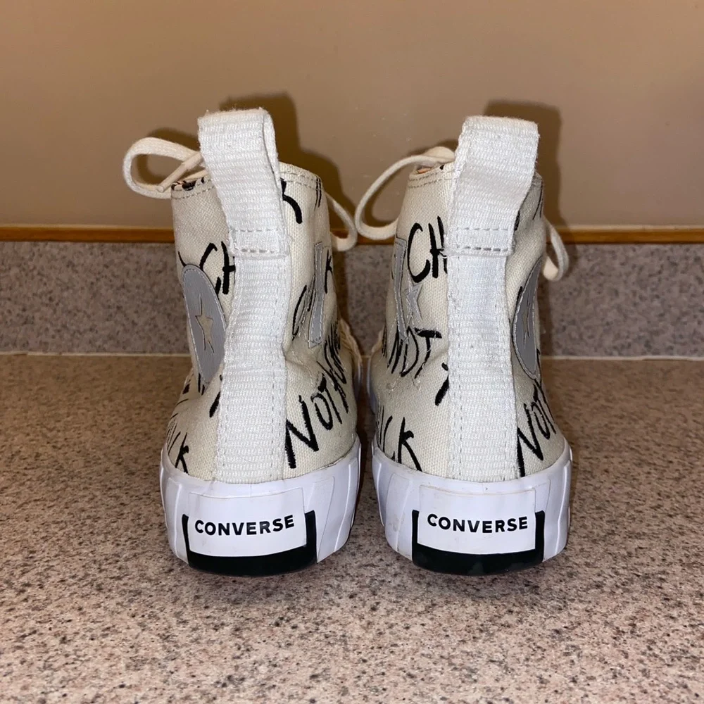 CONVERSE Kids Unt1tl3d Hi Not A Chuck White Sneakers - Size 5