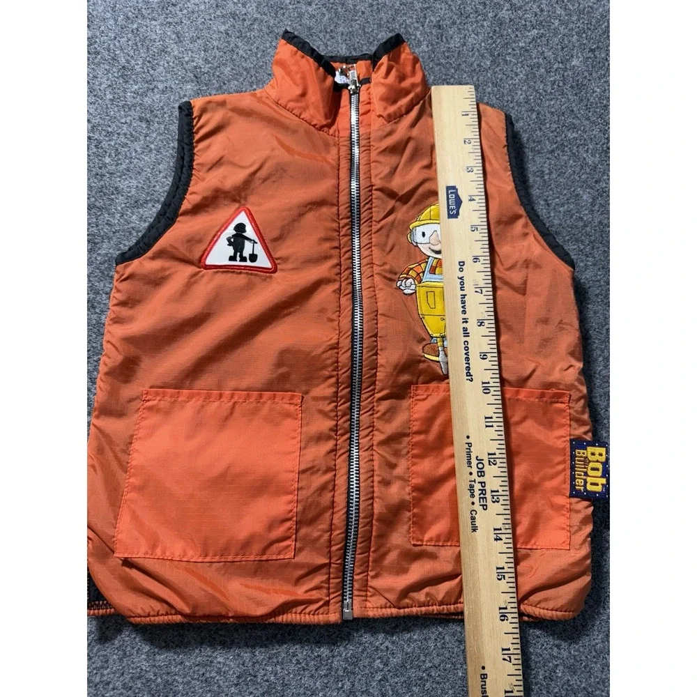 Vintage Y2K Bob The Builder Orange Construction Vest 5 Blue Fleece Interior Rare