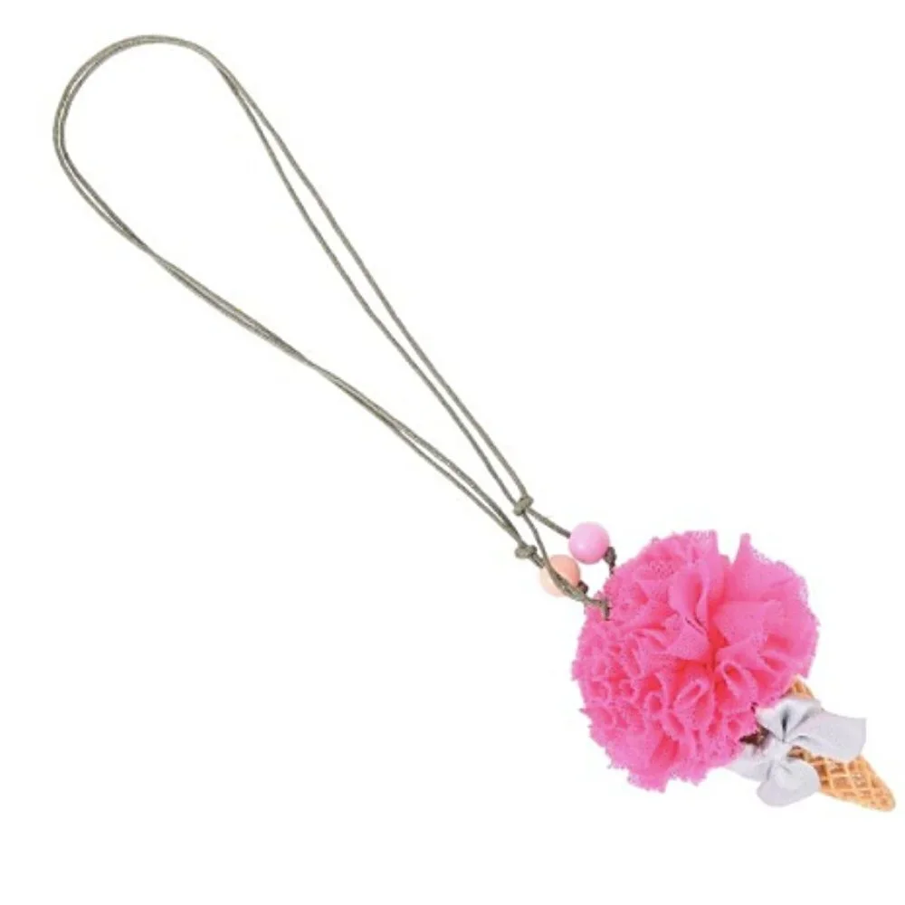 Handmade Girls Dressy Casual Pink Lace Ice Cream Necklace