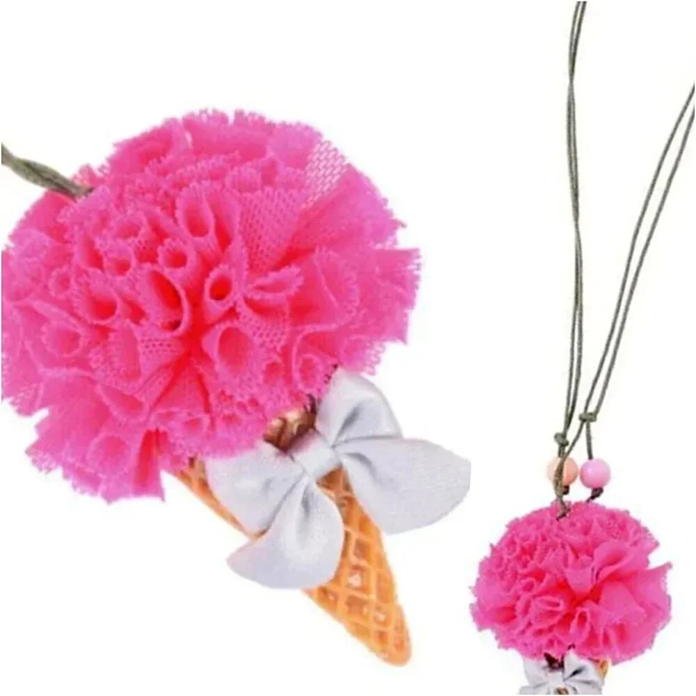 Handmade Girls Dressy Casual Pink Lace Ice Cream Necklace