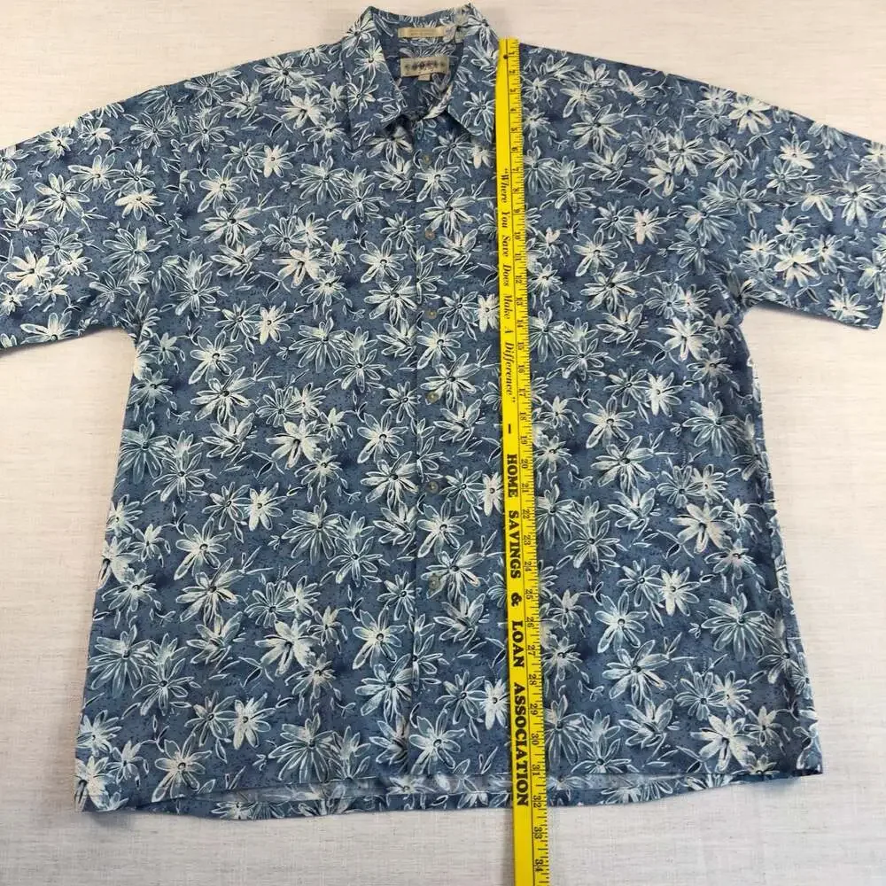 100% Cotton Campia Moda Floral Short Sleeve Button Down Shirt Size XL