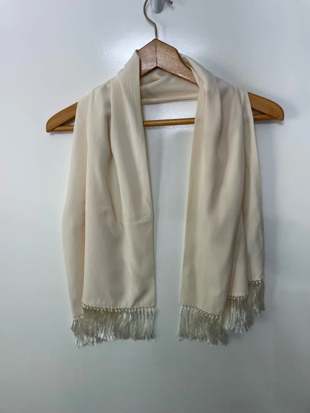 Men’s Ivory Silk Scarf with Fringe