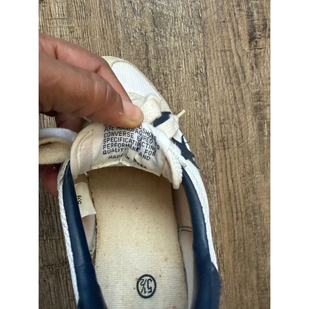 Vintage Converse Star Player Sneakers Size 5.5 Off White Navy Gum Sole Made Kore