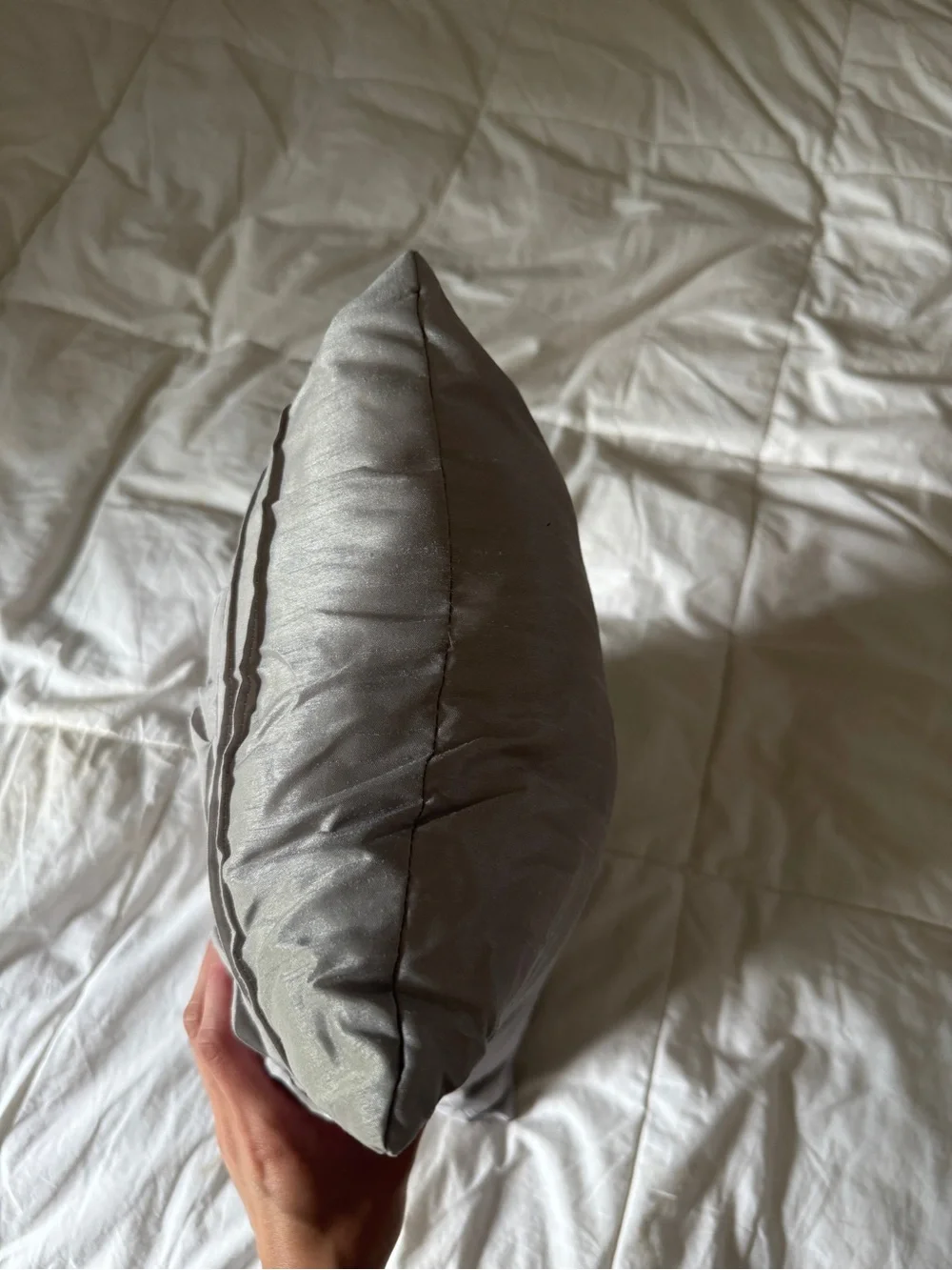 Elegant Silver Grey Pintuck Decorative Lumbar Pillow - 16