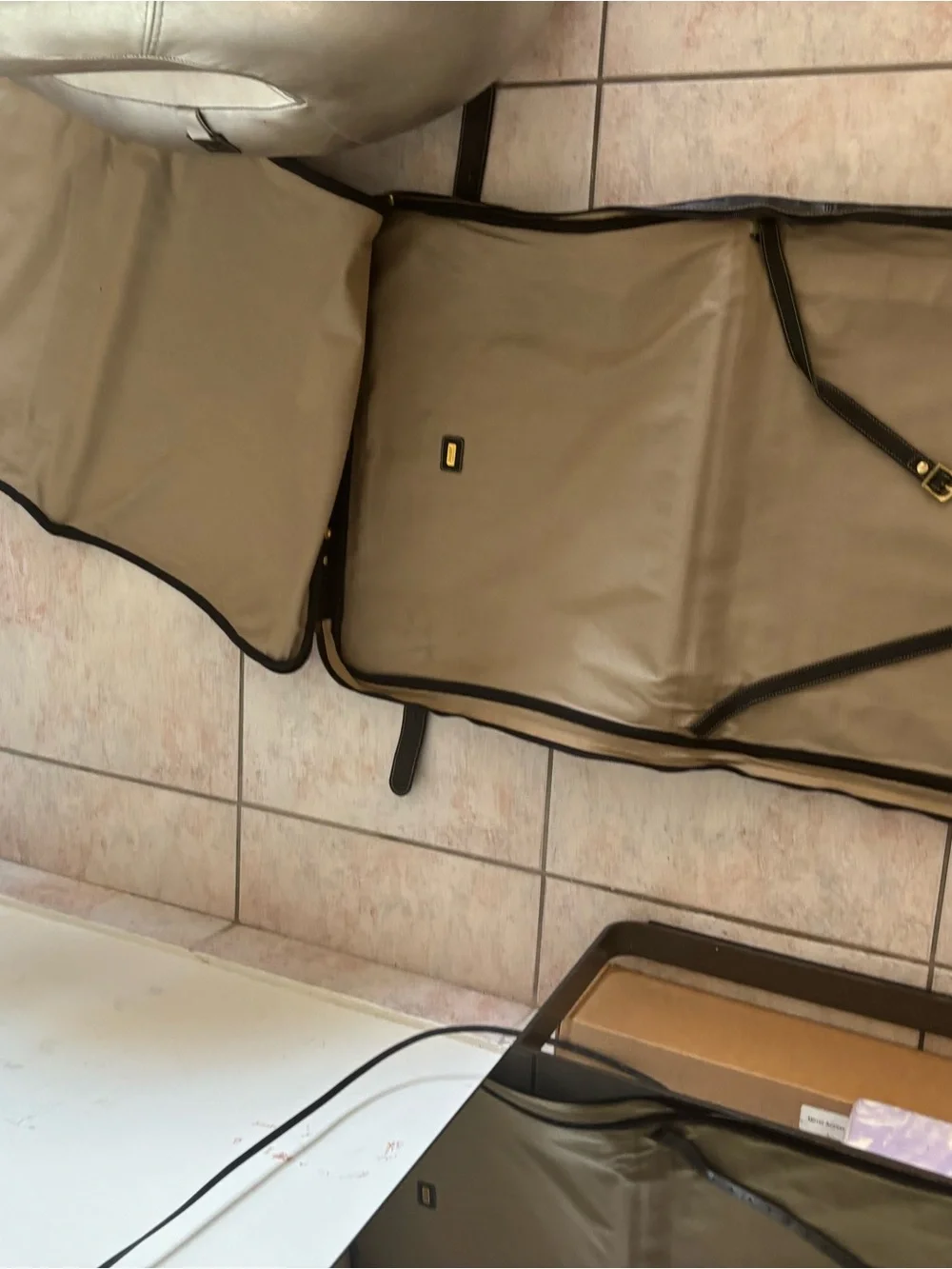 Bally leather suit case garment bag travel luggage