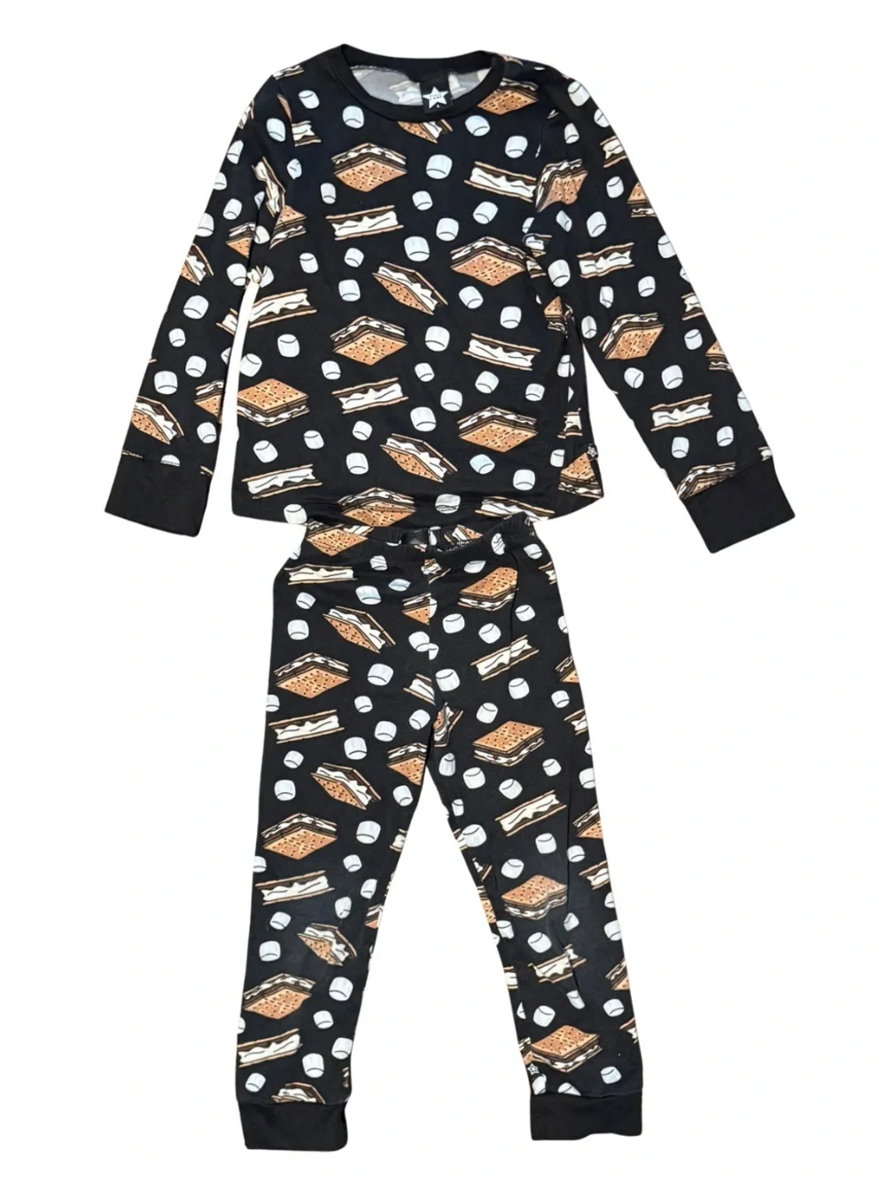 Pixielane Boys black smores Pajama Set size 4 EUC