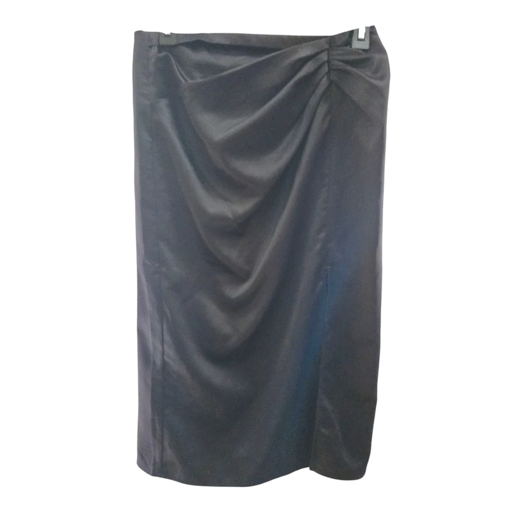Ro & De Black Draped Pencil Skirt