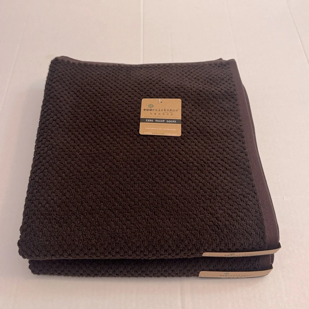 8pc ECOEXISTENCE Bamboo Zero Twist Loops Bath Towel Set-Dark Chocolate-DKCHOC25