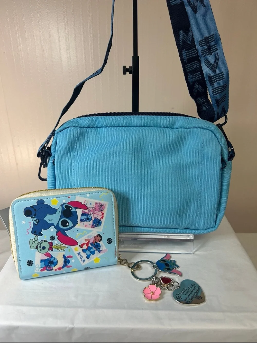 Disney Stitch Crossbody Bag with Matching Wallet & Charms