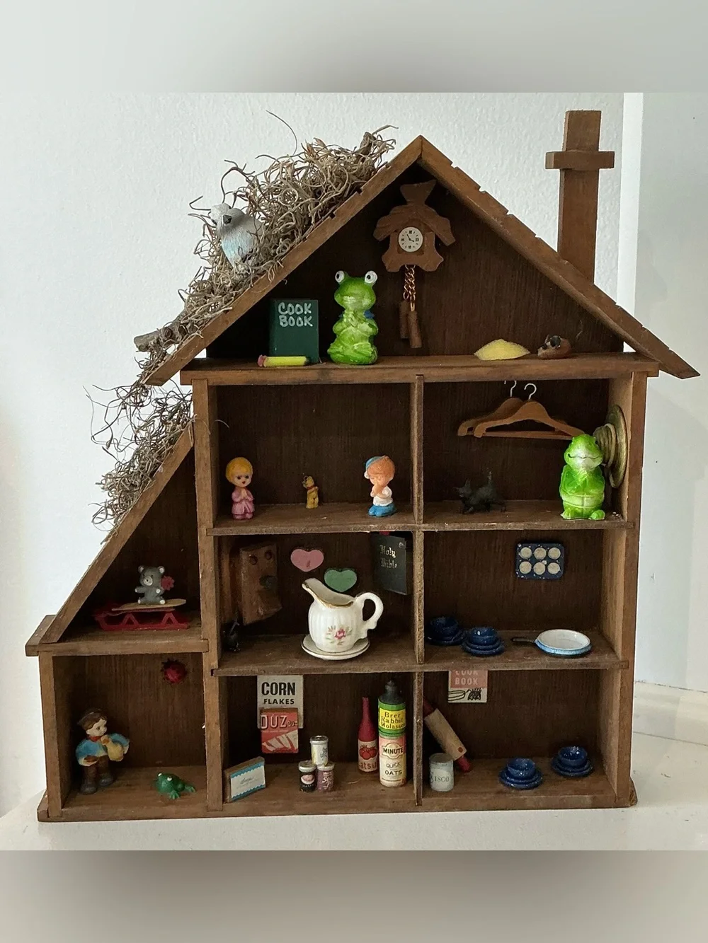 Vintage shadow trinket wall hanging or countertop house
