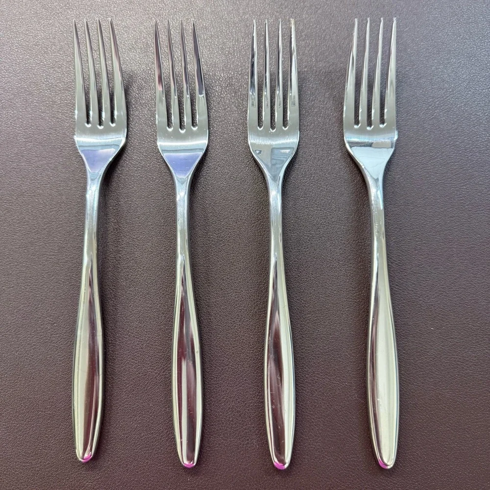 Gourmet Settings Exotic Stainless Steel Dinner Forks‎ Set of 4 Silver 8 Inch