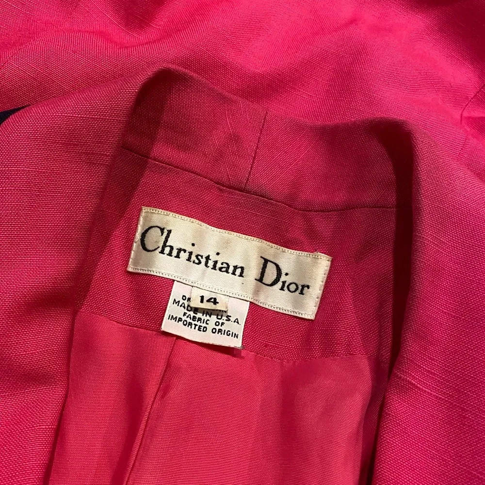Christian Dior Vintage Blazer in Pink and Navy Size 14