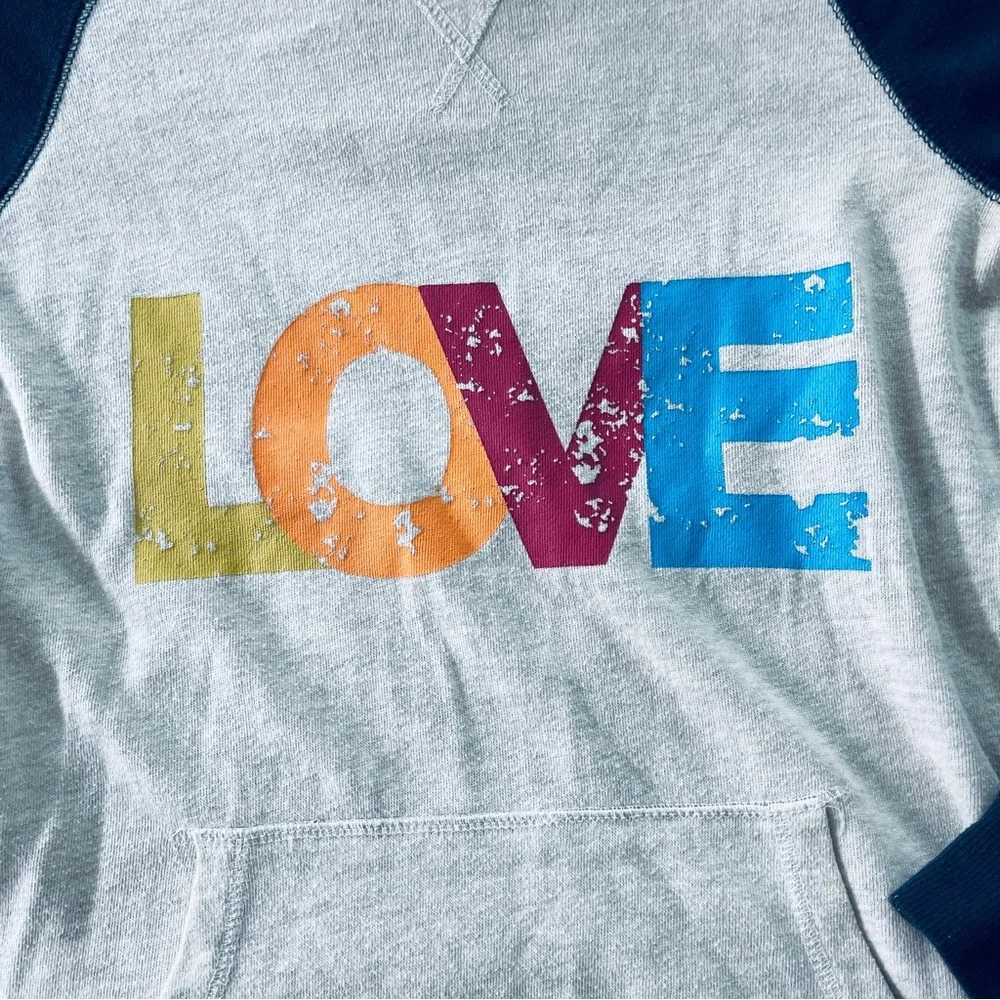 LOVE Graphic Lettering Raglan Long Sleeve Sweatshirt