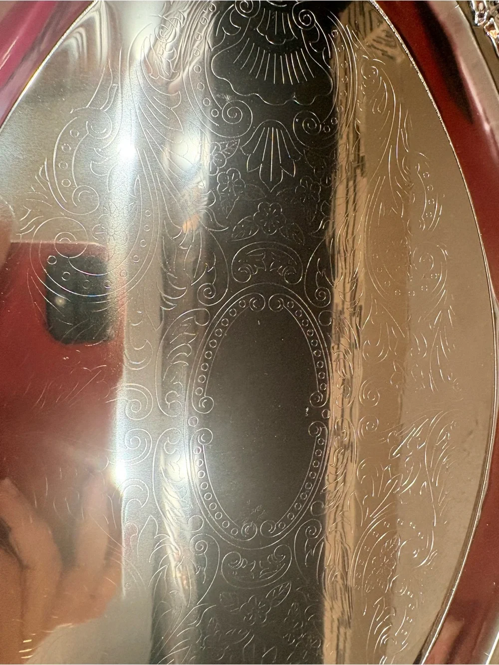 Silver Decorative Oval Serving Tray - Elegant Home Bath Accent