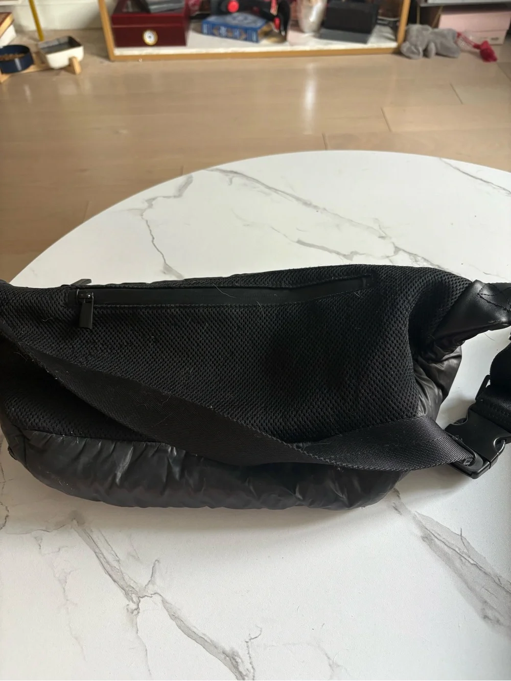 Caraa Black Quilted Puffer Bag with Gold Hardware