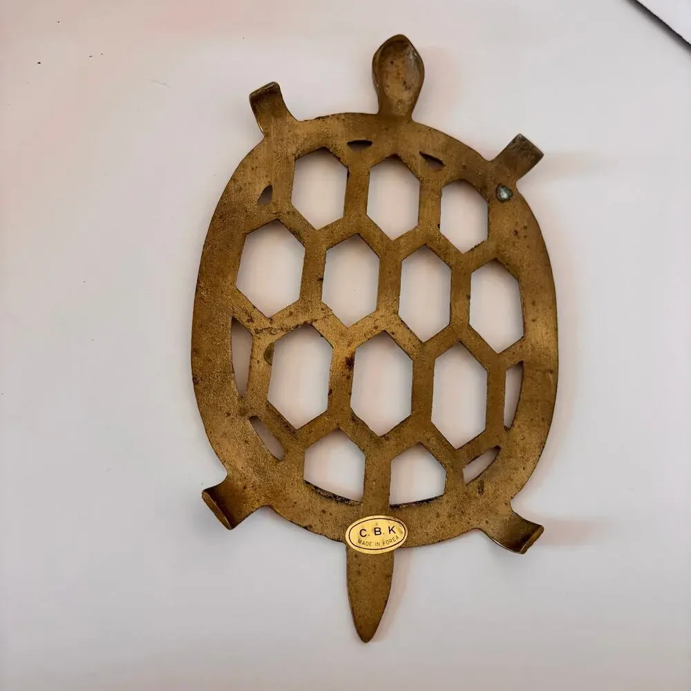Vintage Brass Turtle Trivet by C.B.K. Ltd - 10