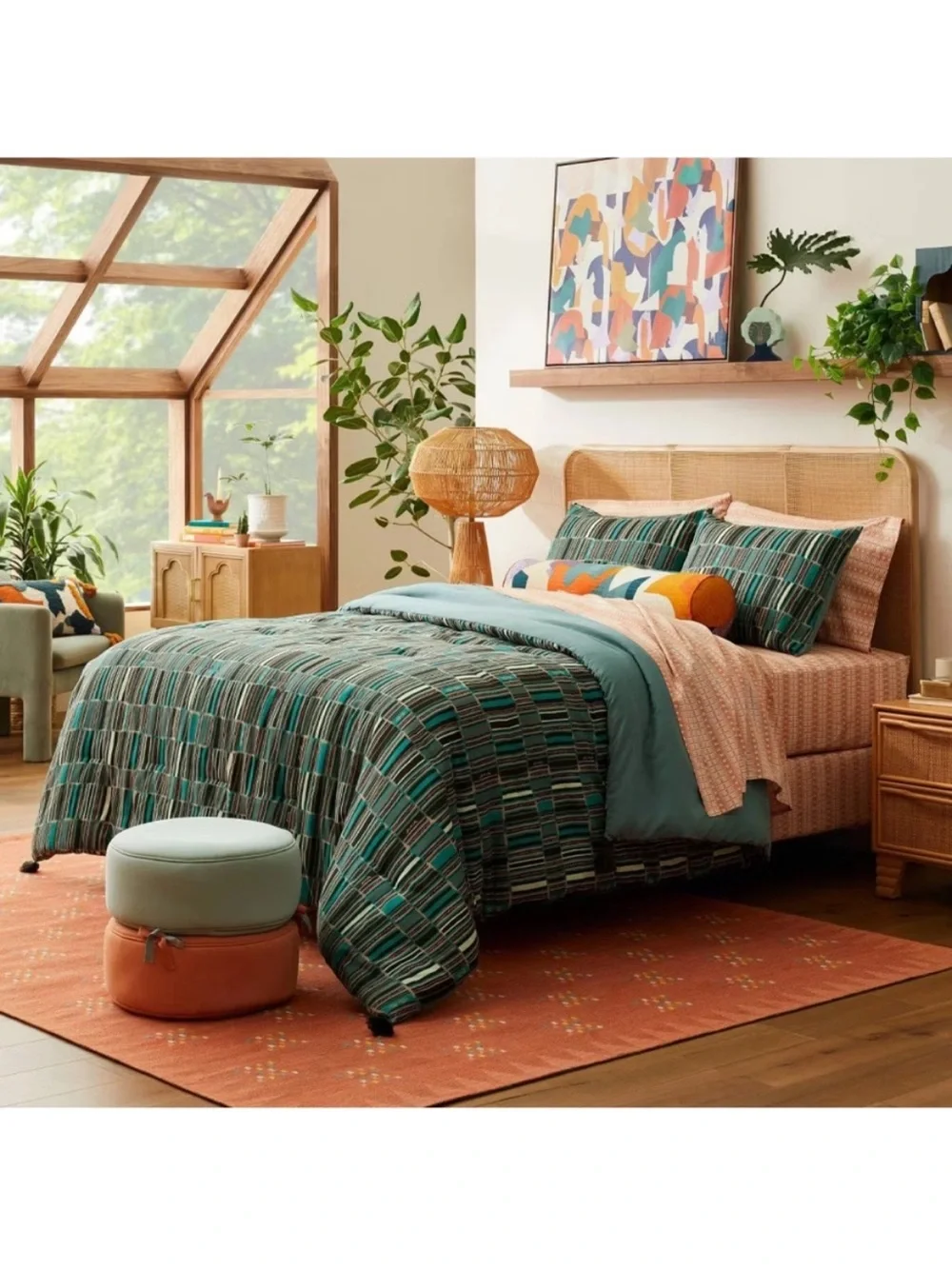 Opalhouse Jungalow F/Q Teal & Black Striped Jungalow Comforter Set