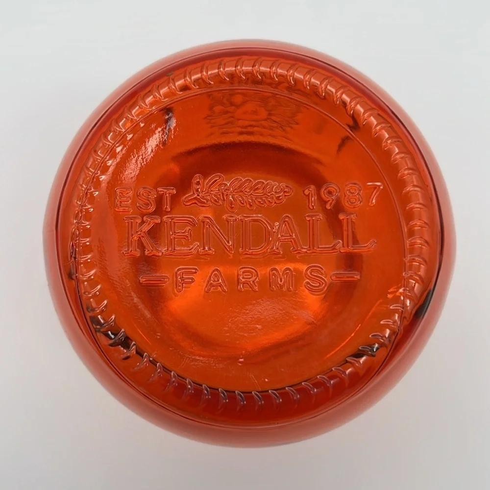 Vintage Kendall Farms Orange Glass Family Flower Farm 6