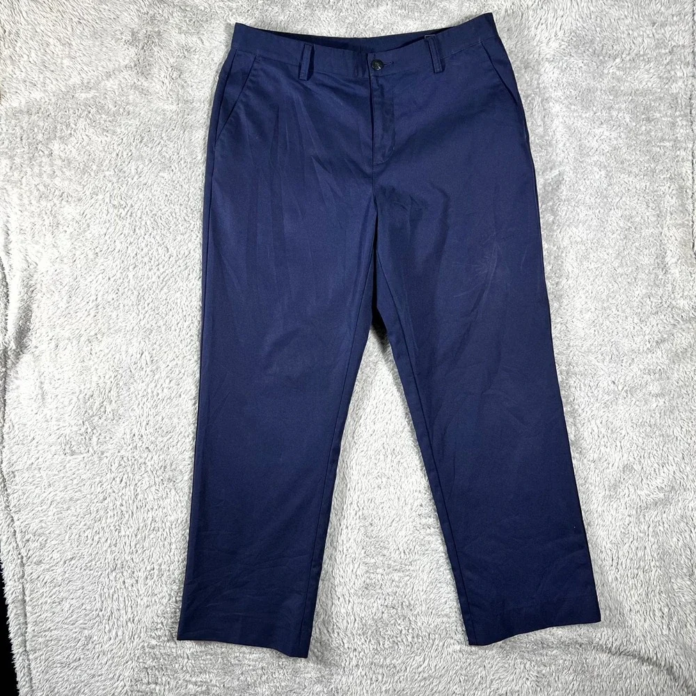 Adidas Climalite Golf Pants Mens 33x32 Navy Blue Flat Front Resort Performance