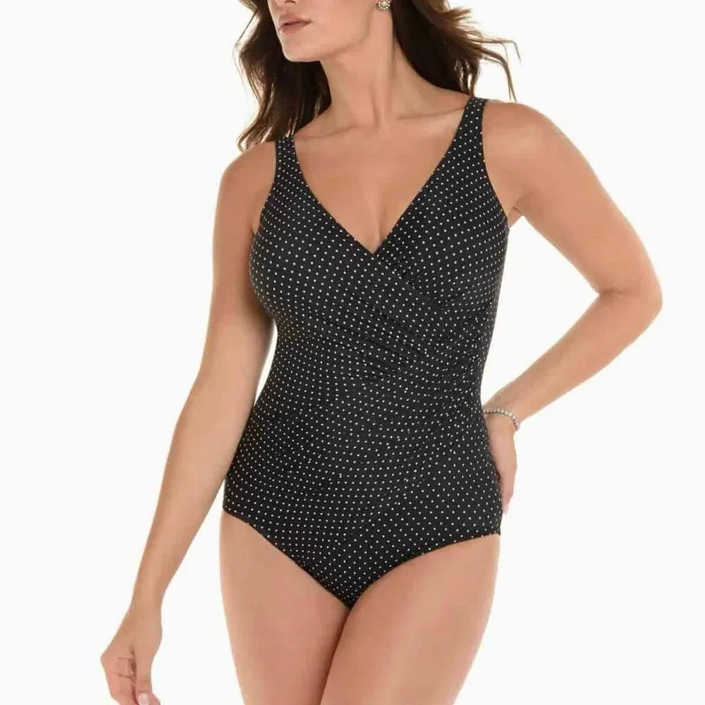 Miraclesuit Oceanus Black Polka Dot One Piece Swimsuit 18