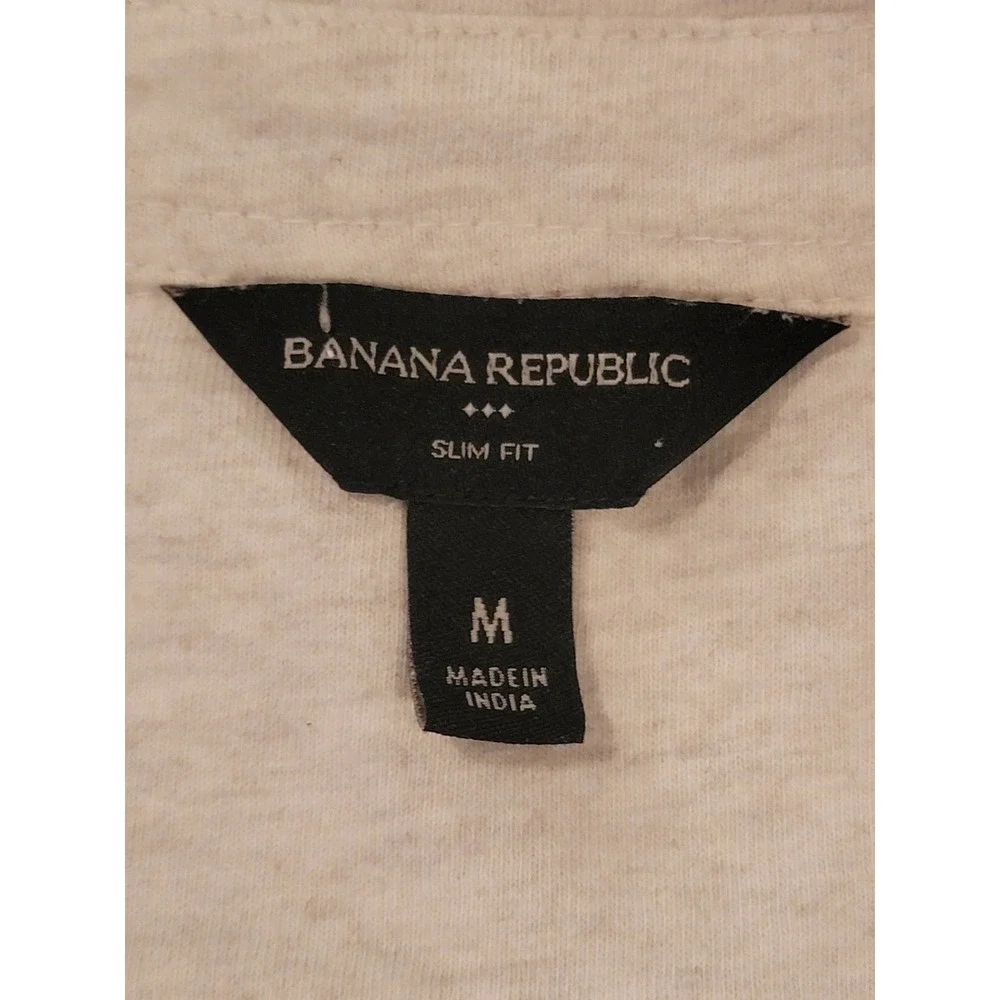 Banana Republic Mens Slim Fit Short‎ Sleeve Button Down Shirt M Heather Beige