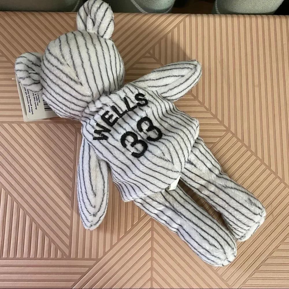 Bamm Beano's Stuffed Bears 24 Martinez & 33 Wells with Tags 1998 Striped White