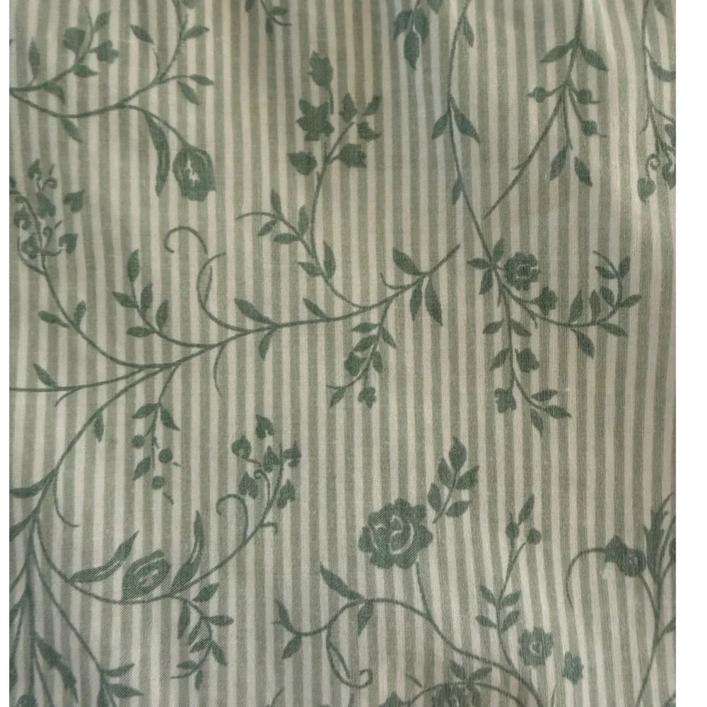 Vintage LAURA ASHLEY Cottage Rose Full Flat Sheet Sage Green Pink Floral USA