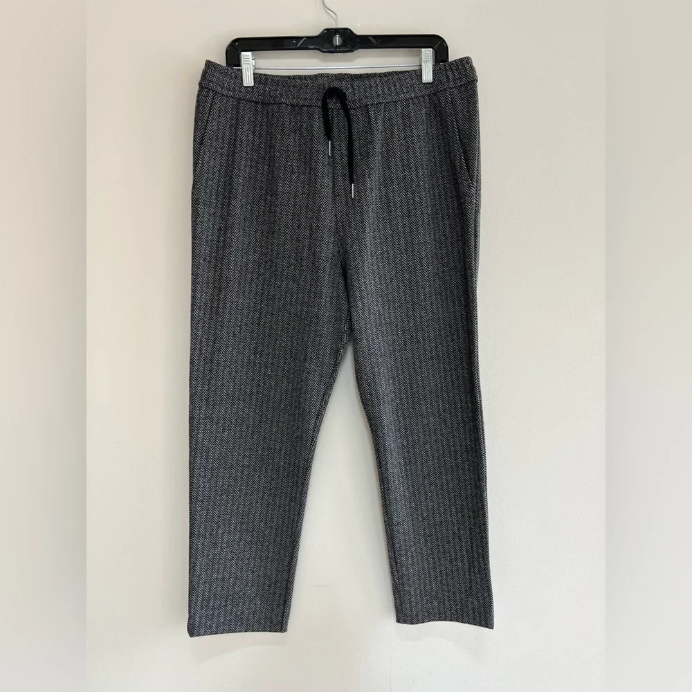 Mika Jaymes Spencer Herringbone Sweatpant, Black/Light Grey Herringbone, L