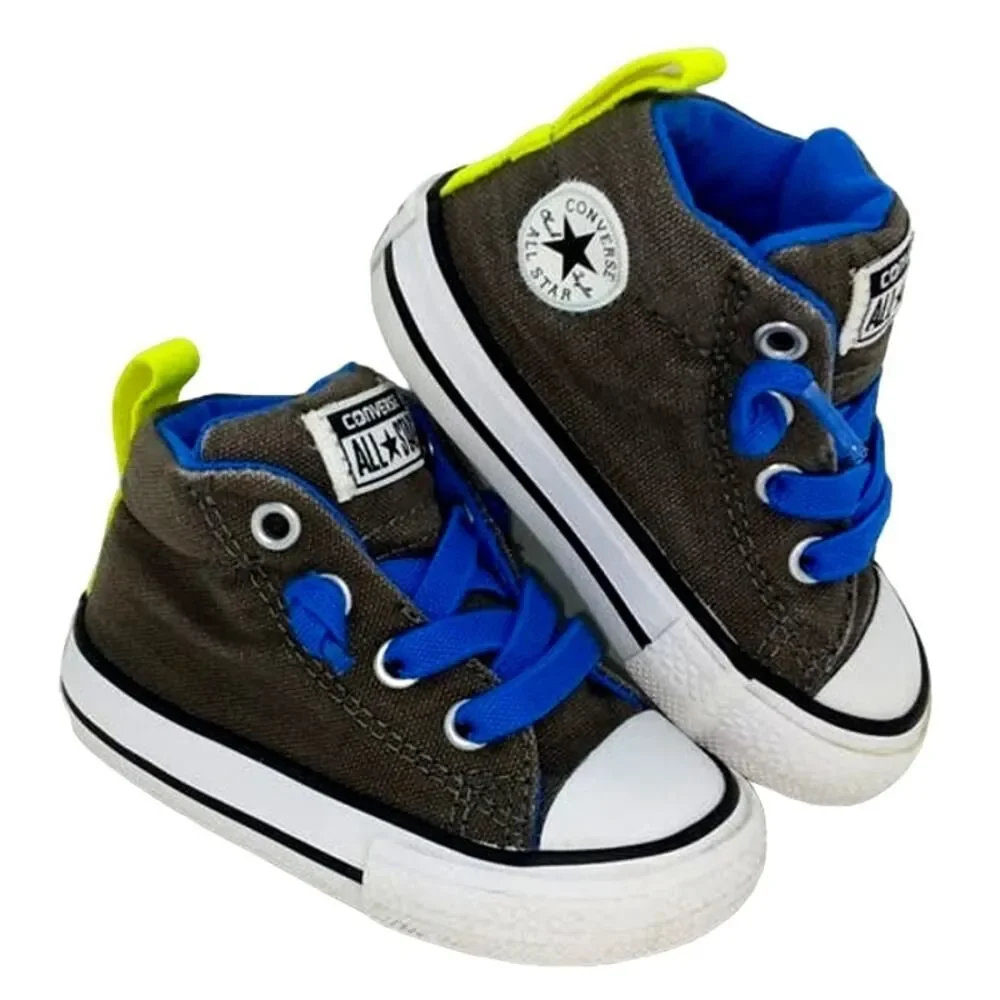 CONVERSE AS Chuck Taylor Toddler HiTop Gray/Blue Sneakers - Size: 4