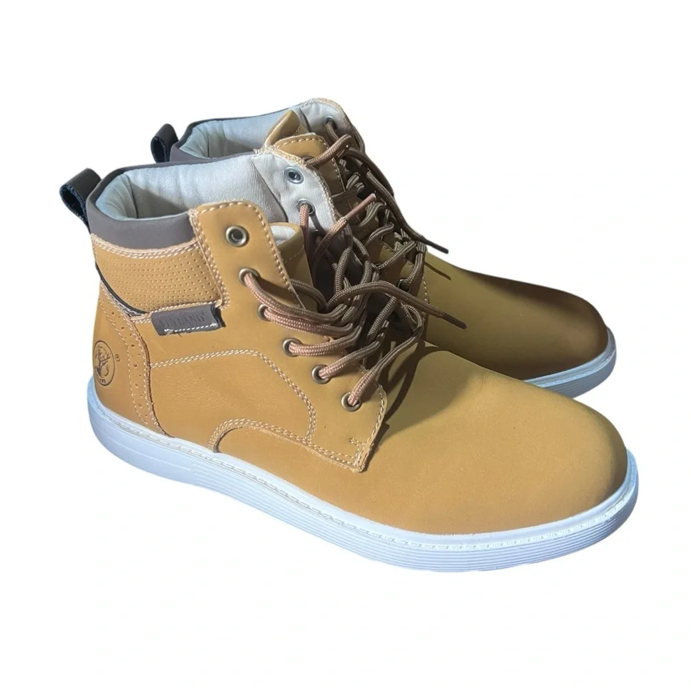 New Men's‎ Flyland Chukka Boots Hand Stitching Tan High-Top Sneakers