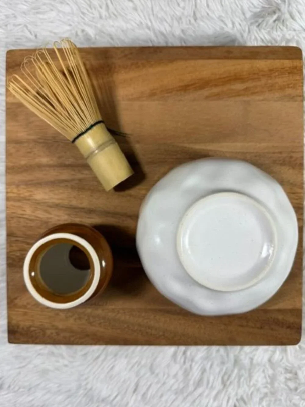 5pc Matcha Bamboo Whisk and Ceramic Holder + Ceramic Bowl + Sifter + Spoon Set